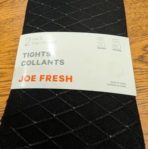Black Tights Joe Fresh Size medium Includes 1 Diamond Jacquard & 1 Solid Black